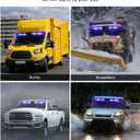 HLauto 6Z4J Emergency Dash Strobe Lights: 2x16.8 inch Blue White Safety Lights, 48 LED Flashing Warning Hazard Interior Windshield Visor Traffic Light Bar for Trucks, Construction Vehicles
