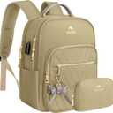 MATEIN Small Backpack purse for Women, Fashion Mini Purse Backpack with USB Charging Port, Waterproof Casual Daily Cute Shoulder Bag Ladies Handbags for Travel Work College, 2pcs Sets, Champagne