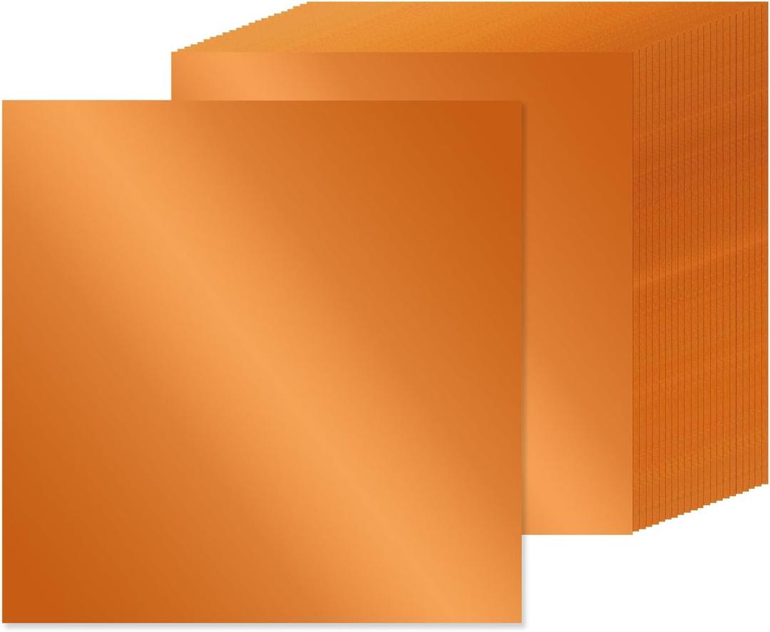 15 Sheets Orange Metallic Cardstock 12" x 12", 92lb/250gsm Thick Foil Shiny Mirror Paper for Crafts, Scrapbook, Card Making, Invitations, Party Decoration
