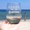 Lushy Wino Stemless Wine Glass Corks Are For Quitters 18oz Etched, Dishwasher Safe Funny Birthday & Christmas Gift for Wine Lovers, Women, Coworkers