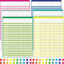 Youngever 6 Pack Multi-Color Laminated Dry Erase Incentive Chart with 120 Reward Star Stickers for Chore Responsibility, School Attendance, Homework Progress Tracking Chart (17 Inch x 22 Inch)
