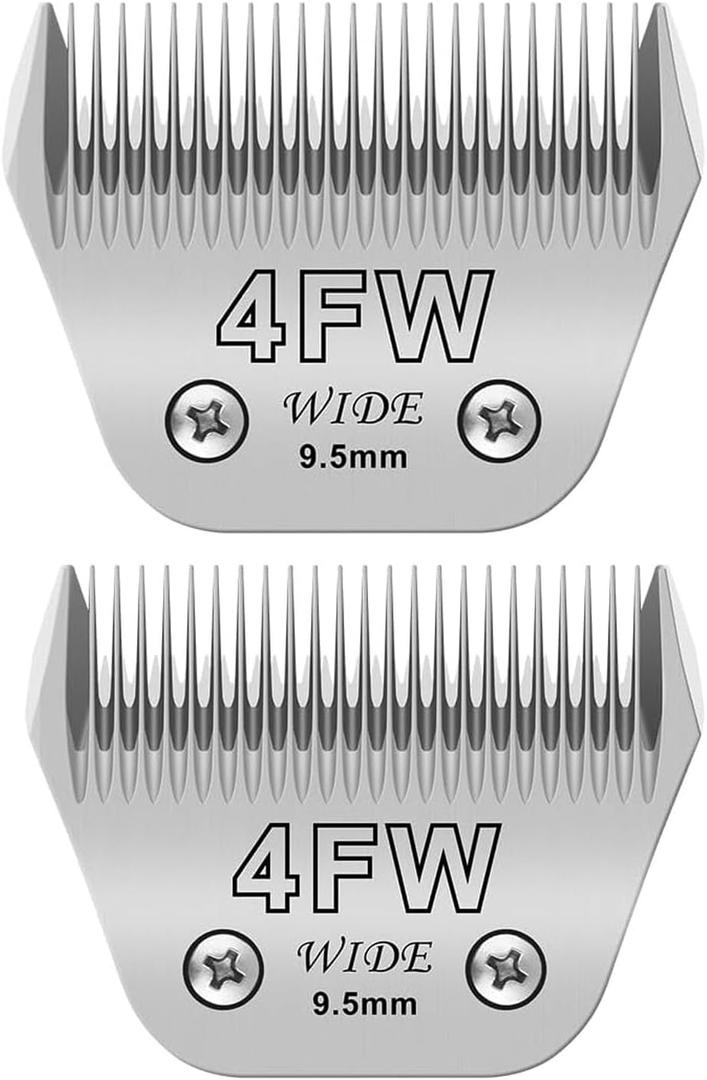 2PCS 4FW/5FW Wide Blades for Dog Grooming Blades Compatible with Andis,Oster A5,Wahl km10 Dog Clippers,Size-#4/5 FW, 1/8-Inch Cut Length (3.2mm)(2pcs #7FW)