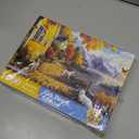 1000 Piece Jigsaw Puzzle Cozy Autumn Lakeside Village with Fall Foliage, Pets and Snow-Capped Mountains, Seasonal Art, Calming Brain Challenge for Fall and Nature Decor Collectors