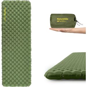 Naturehike Insulated Inflatable Sleeping Pad 27oz, 4.6R Ultralight Backpacking Sleeping Pad XL, NKTR AIR Lightweight Sleeping Mat for Camping, Hiking (Rectangular-77.17 x 25.2", Green)