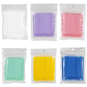Aange Professional Micro-Applicator Brush Set, 600 Count, 6 Colors, Bendable Precision Swabs for Makeup and Nail Art
