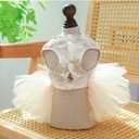 ANIAC Embroidered Dog Dress for Small Dog,Girl Puppy Princess Tutu Dress with Leash Ring,Cat Apparel,Chihuahua Yorkie Clothes for Birthday Wedding (Small, Champagne)