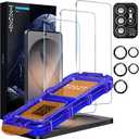 TZGZT 3 Pack for Samsung Galaxy S26 Ultra Screen Protector Tempered Glass, Automatic 0 Bubble Installation, Aluminum Metal Camera Lens Protector Accessories, Case Friendly, 10X Stronger Shatterproof