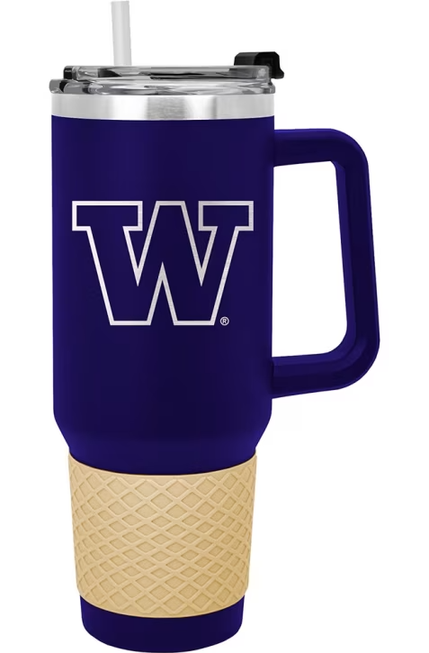 Logo Brands NCAA Washington Huskies 40 oz Tumbler with Handle -Powder Coated-Stainless Steel – Leak-Resistant, Keeps Drinks Hot/Cold – Everyday Use, Purple Logo Brands NCAA Washington Huskies 40 oz Tumbler with Handle -Powder Coated-Stainless Steel – Leak-Resistant, Keeps Drinks Hot/Cold – Everyday Use, Purple