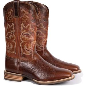 Palitutu Cowboy Boots For Men Full Cowhide Leather Western Square Toe Mid-Calf Mid-Calf Pull on Classic Embroidered Boot, Size 8.5D