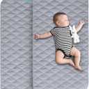 Waterproof Crib Mattress Protector Pad Cover 2 Pack 28" x 52", Anti Slip & Absorbent Waterproof Bed Pads for Standard Crib/Toddler Bed Quilted Machine Washable (Quilted Improved Thickness) Grey