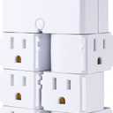 GE 6-Outlet Extender with Swivel Outlets, 2 USB Ports, Grounded Wall Tap, Built-In Device Shelf, Adapter Spaced, 3-Prong, Cruise Essentials, Use for Home Office School Dorm, UL Listed, White, 37064