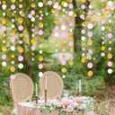 Gold and Pink Party Decorations Circle Dots Garland Metallic Gold Light Pink and White Hanging Polka Dot Streamer for Women Girl Birthday Baby Shower Bridal Shower Wedding Princess Party Supplies
