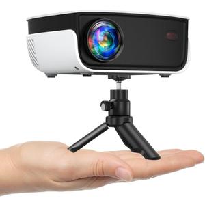 Mini Projector,Portable Projector with 1080P and 7500L Supported Outdoor Projector,240" Movie Home Projector for Bedroom, Compatible with HDMI, USB, AV, Smartphone/Tablet/Laptop (Black)