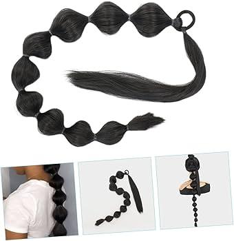 NOLITOY 3pcs Long Bubble Ponytail Extension Wig Women Hair Extensions Wedding Hair Accessories
