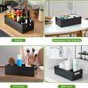 DRASTAR Pantry Organization and Storage Bins, Seasoning Packet Organizer with Removable Dividers,Wooden Storage Caddy for Kitchen, Pantry, Cabinet, Countertop, Black