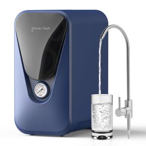 GLACIER FRESH GFU03 Reverse Osmosis System 800 GPD, No Electric/Noise, 3:1 Pure to Drain, 7-Stage Tankless Under-Sink Water Filter System, Filtration Accuracy 0.0001m, for Any Under-Sink Setting