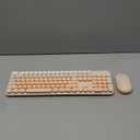 Wireless Keyboard and Mouse, Silent Keyboard Mouse Combo, Full-Sized Colorful Typewriter Keyboard with Round Keycaps, 2.4G Cute Mouse Compatible with PC/Laptop/Computer(Milk Tea)