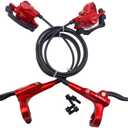 Mountain Bike Hydraulic Disc Brake Set, Front & Rear Disc Brake Kit Fit Bicycle MTB XC Trail, e-Bike, Fat Bike, Upgrade kit for Mechanical Disc Brake (Red - Left Front & Right Back)