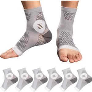 3Pairs Neuropathy Socks - Soothe Relief Compression Socks 20-30 mmHg - Comprex Ankle Sleeves for Arch Support, Achilles Tendonitis, and Foot Pain Relief (Gray, Medium)