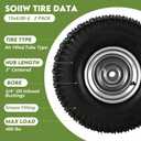 15x6.00-6 Lawn Mower Tire and Wheel Front Tire 2PCS, 3" Centered Hub | Bore ID 3/4" | Natural Rubber 4 Ply with Tube for John Deere Craftsman Husqvarna Riding Mowers Lawn Tractors