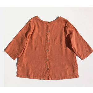 Miller NY 100% Linen Shirt Blouse women 1X orange 3/4 Sleeve, Medium