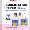 Printers Jack Sublimation Paper - 8.5 x 11 Inches, 150 Sheets 120 gsm for Any Inkjet Printer with Sublimation Ink, Heat Transfer Sublimation for T-shirt, Mugs, Light Fabric