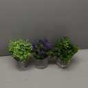 3 PACK 10" H Artificial Plant Greenery Pot (9" W Potted Greenery: Fake Faux Lavender Eucalyptus Boxwood) for Home Decoration Shop Decor Office Desk Dining Table Kitchen Washroom Garden Party Wedding