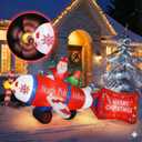 14FT Long Christmas Inflatables Decorations, Outdoor Santa Airplane Decoration, Giant Blow Up with with Built-in LED Lights for Yard Garden Lawn Holiday Decor