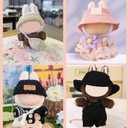 2PC Clothes Set for 17cm Doll,Outfit Set with Hat & Overalls of Clothes Designer,Doll Clothes of White+Black,Cute Clothes for Dress up Unique Style
