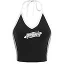 SHENHE Women's Summer Graphic Halter Cute Crop Top Sleeveless Letter Y2k Backless Casual Top Black Large