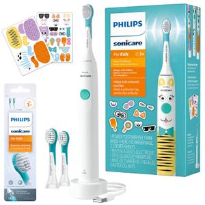 Philips Sonicare for Kids Design a Pet Edition, Corded Electric, Brush Head Bundle, BD1005/AZ & 4100 Power Toothbrush, Rechargeable Electric Toothbrush with Pressure Sensor 