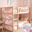Maitys 5 Pcs Rainbow Bed Decals for Girls Pastel Bunk Bed Decals Cloud Removable Adhesive Twin Loft Stickers for Bedroom Room Furniture Decor, 78.74 x 35.43 inches