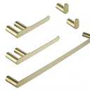 HOMEMYSTIQUE 5-Piece Bath Hardware Set with Towel Bar Towel Hook Toilet Paper Holder in Brushed Gold NBHS755G
