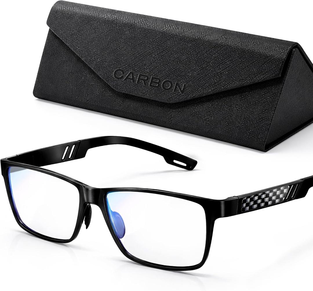 IBOANN Blue Light Glasses for Men - Lightweight Al-Mg Metal, Gaming Computer Blocking Glasses, Eye Protection Anti Eyestrain (Black)