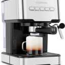 Chefman 6-in-1 Espresso Machine with Steamer, One-Touch Single or Double Shot Maker, Coffee Cappuccino Machine, Latte Built-In Milk Frother Stainless Steel