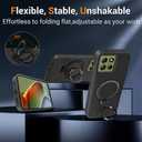 Compatible for Motorola Moto G 5G/Play 4G 2025 Phone Case, Metal Ring Holder Kickstand/Stand Silicone Protective Cover Case for Motorola Moto G 5G/Play 4G 2025 - Black