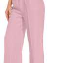 FUNYYZO Wide Leg Pants Women's High Elastic Waisted in The Back Business Work Trousers Long Straight Suit Pants (X-Large, 006# Pink (Thin))