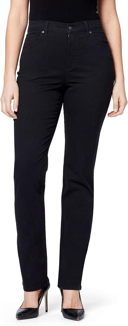 Gloria Vanderbilt Womens Amanda Classic High Rise Tapered Jean Petite (18 Plus, Black)