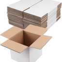 Hoikwo 6x6x6 Shipping Boxes Set of 25, White Corrugated Cardboard Box for Small Business for Packaging Mailing