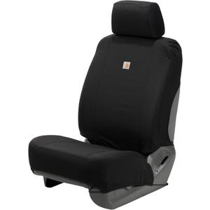 Carhartt Universal Nylon Duck Canvas Fitted Bucket Seat Cover, Durable Seat Protection with Rain Defender, Single, Black