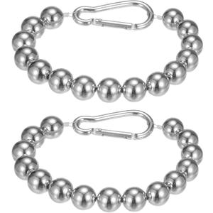 M METERXITY 2 Pack Flagpole Retainer Ring -15 Beads 0.71" Flag Pole Beaded Retainer Ring,Keep Flag Close to Pole with Stainless Steel Cable,Apply to Indoor Outdoor Flagpole(Silver)