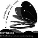 Angel Shield Toilet Seat with Zinc Alloy Hinges Quiet-Close Quick-Release Wood Molded UV Lid Easy Clean(Elongated,Black)