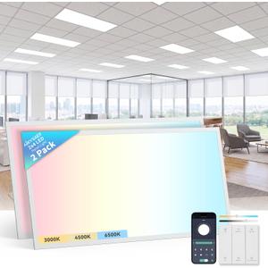 AIKVSXER 2x4 LED Flat Panel Light with App & Wireless Switch Control 2Pack