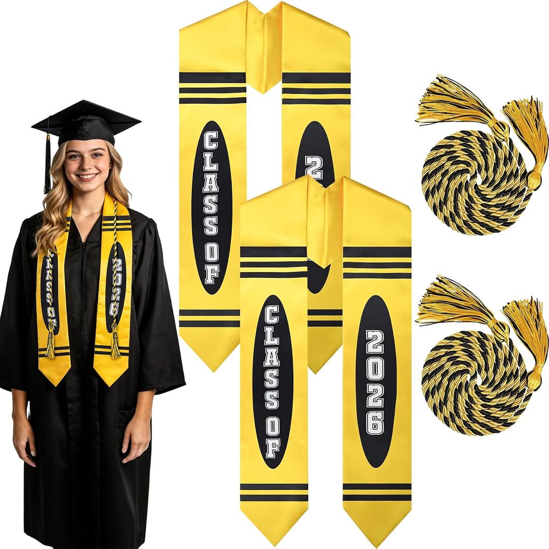 4Pcs Teacher Graduation and Honor Cord Set Class of 2026 Graduation Sash & Honor Cord Unisex for College Graduate Gift