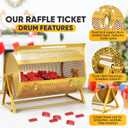 Huge Raffle Drum 18" x 12" Holds 10,000 Tickets, Thickened Large Raffle Ticket Spinner Box with Silent Bearings, Sealed Silicone Strip, Wooden Handle & Tripod for Large Events, Lottery, Voting