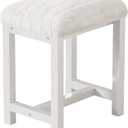 Small Vanity Stool, Cute Vanity Stools with Soft Faux Rabbit Fur Cushion, White Makeup Vanity Chair for Small Spaces, Living Room, Bedroom, Entryway, Ottoman Foot Rest for Couch Sillas Modern, White