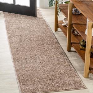 JONATHAN Y Haze Solid Low-Pile Beige Runner Rug 2x8, Coastal,Bohemian,Minimalist,Classic, Easy-Cleaning for Living Room,Bedroom,Kitchen,Pet Friendly,Non-Shedding (SEU100G-28)