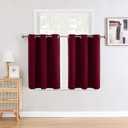 ChrisDowa Small Window Curtains for Kitchen and Bedroom - Grommet Short Thermal Insulated Room Darkening Curtains (2 Panels, Burgundy Red, 42 x 36 Inch)