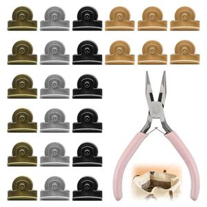 24 Pairs Seamless Magnetic Snaps for Purses and Totes, Ideal for Bags Clothing Sewing and Craft Projects, Metal Closures in Gold Silver Gunmetal Copper (4 Colors＋Tweezers)