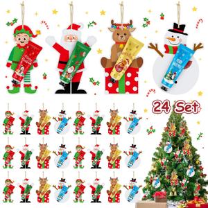 24 Set 48 Pcs Christmas Hand Cream Gift Bulk for Women Coworker Christmas Tree Ornament Hand Lotion Party Favor with Card Ribbon Holiday Decor Stocking Stuffer Gift for Women (Xmas Style)
